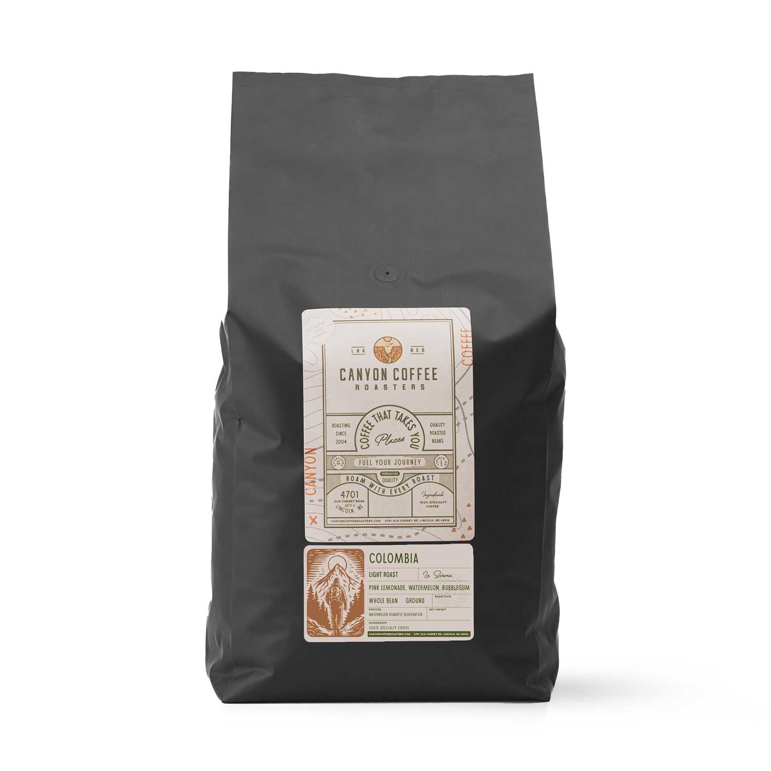 Bulk bag of Colombia La Sirena Watermelon OD coffee